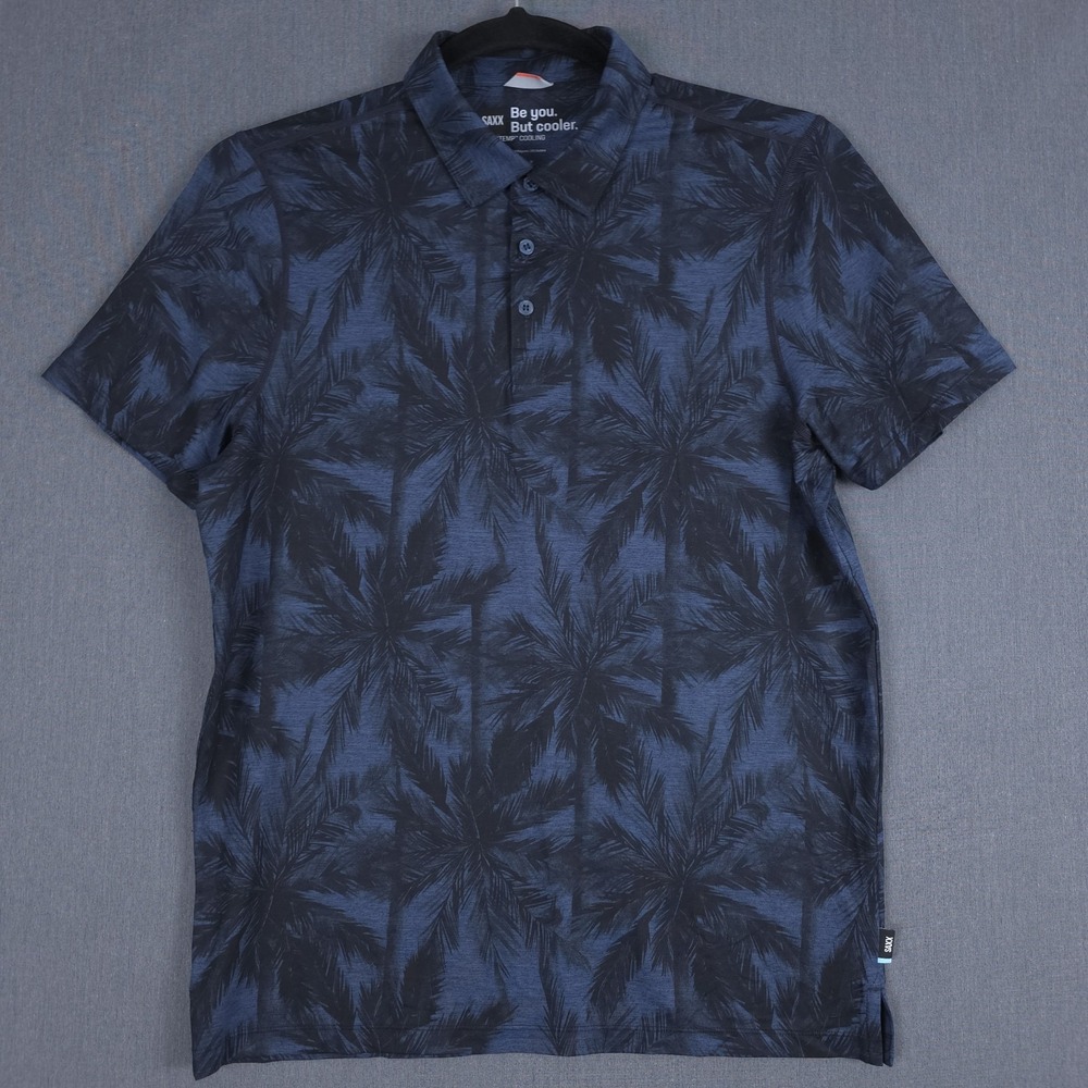 SAXX All Day Cooling Polo Men Medium Tropical Performance Stretch DropTemp Shirt